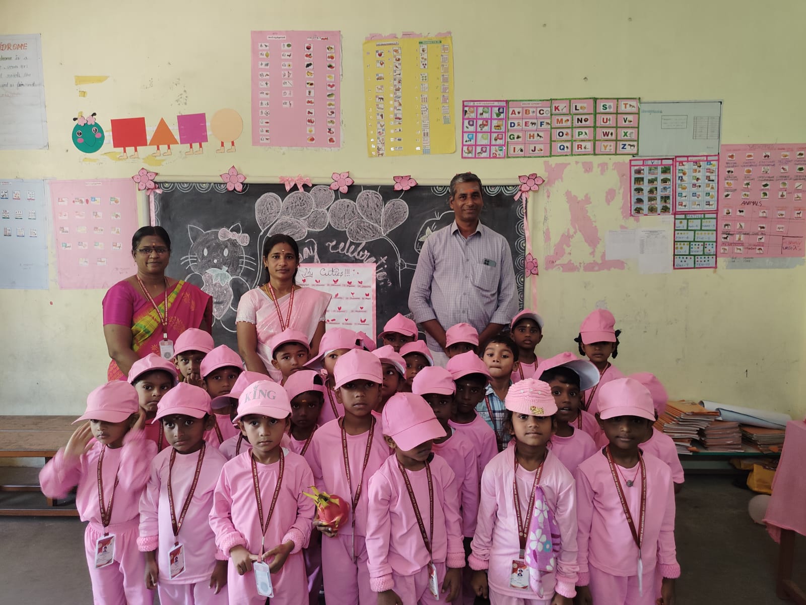 Happy kindergarten students